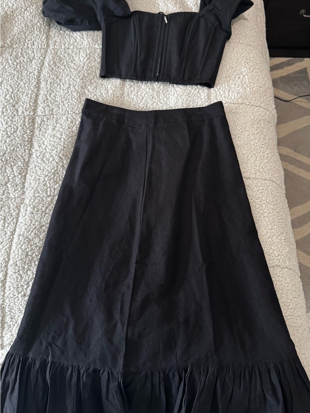 Black Women's Maxi Dress with Ruffle Hem
